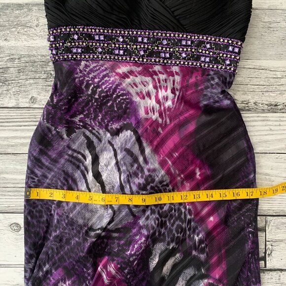 Y2K May Queen Couture Strapless Sheer Animal Print Chiffon Sequin Maxi Gown - Picture 12 of 16